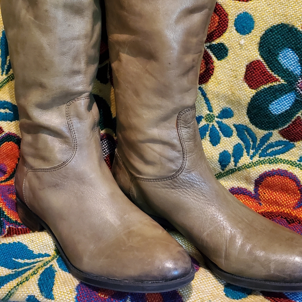 Sam Edelman Brown Heeled Boots Leather Mid-Calf